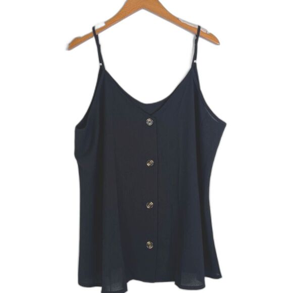 Emma's Boutique NWT Black Sleeveless Button Front Tank Top Size XL - Picture 1 of 10